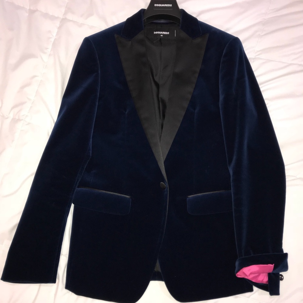 Dsquared2 Blue Velvet Blazer - Picture 1 of 4